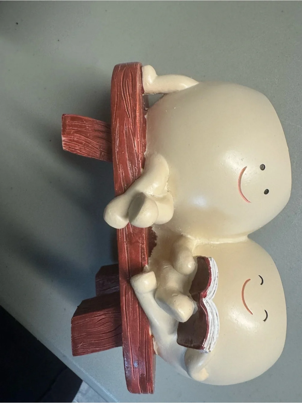 Cute Cream Heart Salt and Pepper Shaker Set on Red Wood Stand